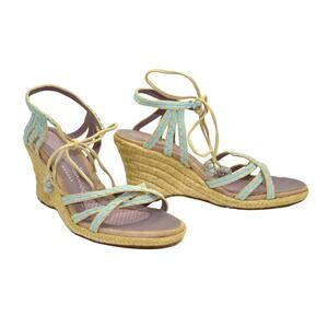 B0 NEW ANYA HINDMARCH Strappy Ankl Lace Espadrille Wedge Sandal Shoes Sz 40 $435